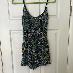 Ultra Flirt Black and Green Patterned Jumpsuit